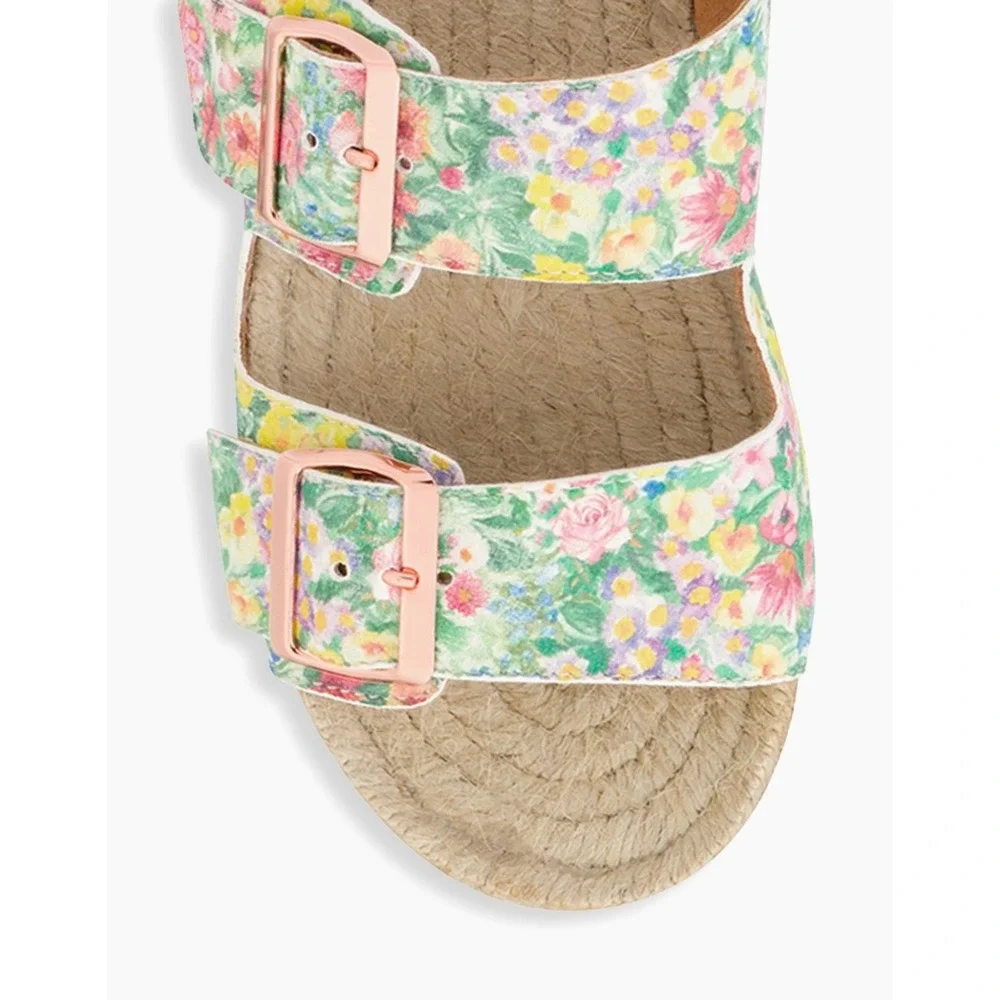 LoveShackFancy x Manebi Nordic Sandals Rainbow Skies Floral Suede Espadrille 39